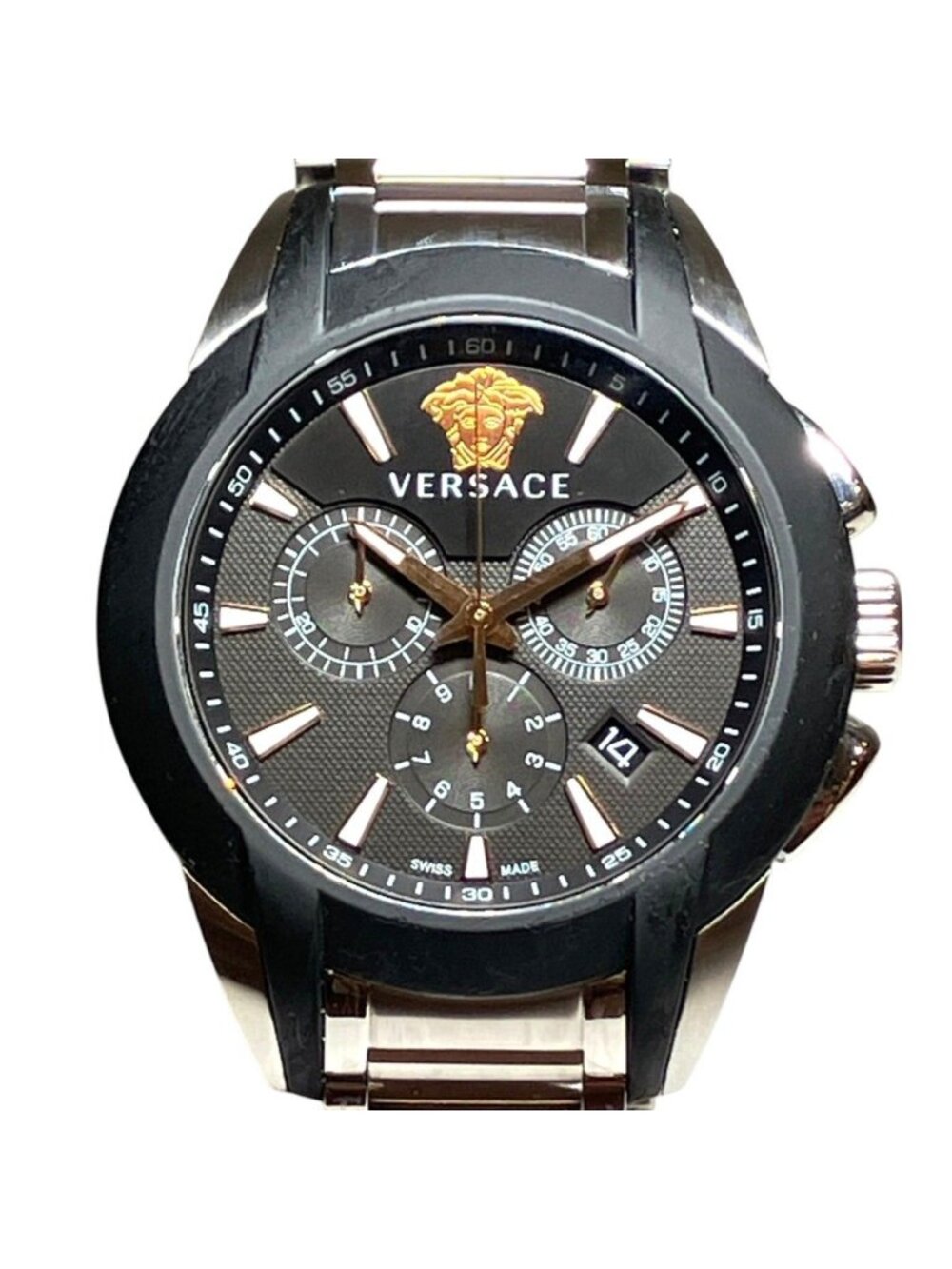 Versace Character Chrono Watch SS Quartz Black Dial